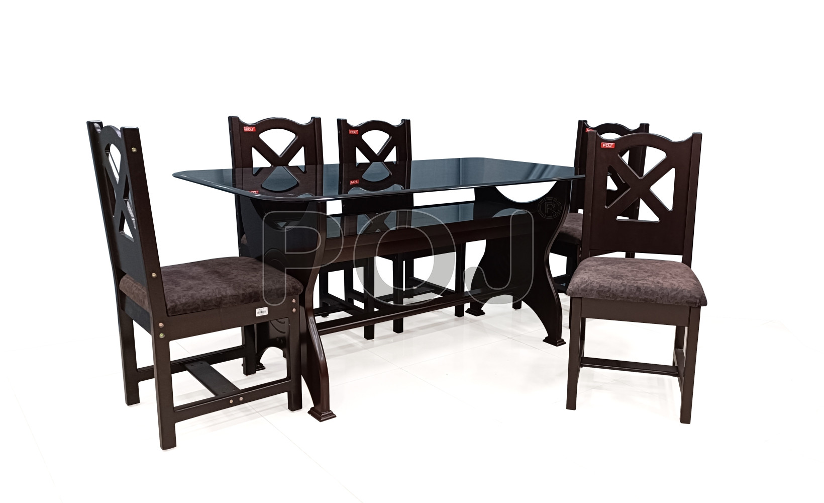 Miso 6 Seater Dining Table With Glass On Top